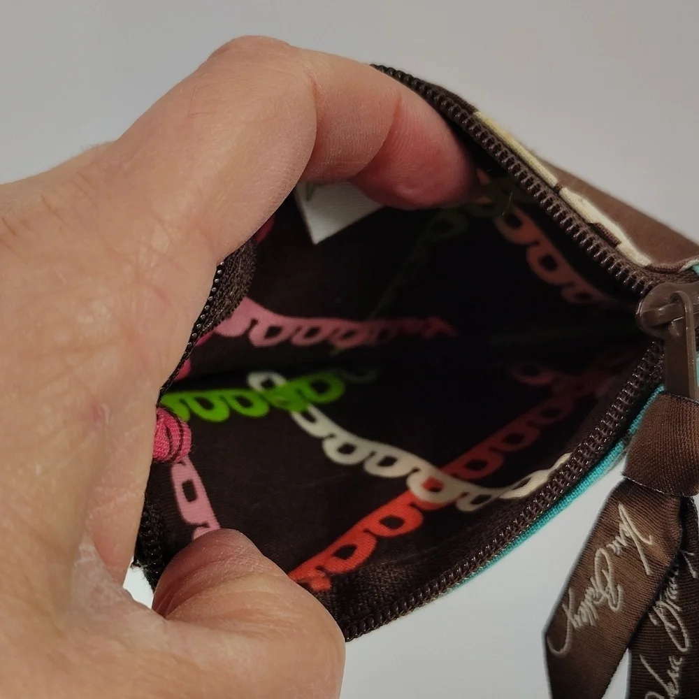 Vera Bradley quilted fabric coin purse Mod Floral Lanyard Key Holder ID Holder